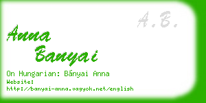 anna banyai business card