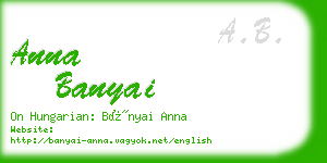 anna banyai business card